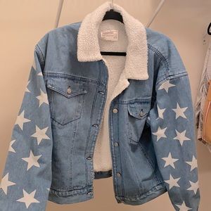 Jean jacket oversized with stars on the sleeves